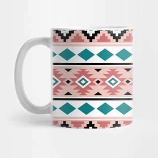 Aztec Essence IIIb Pattern Pinks Teal Black White Mug